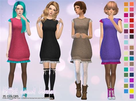 The Sims Resource Knitted Casual Dresses By Aveira Sims 4 Downloads