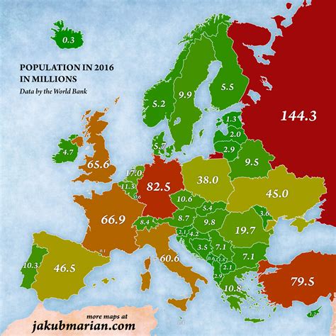 Here is an educational video to learn names of european countries in english on a map. Population by country in Europe: Map