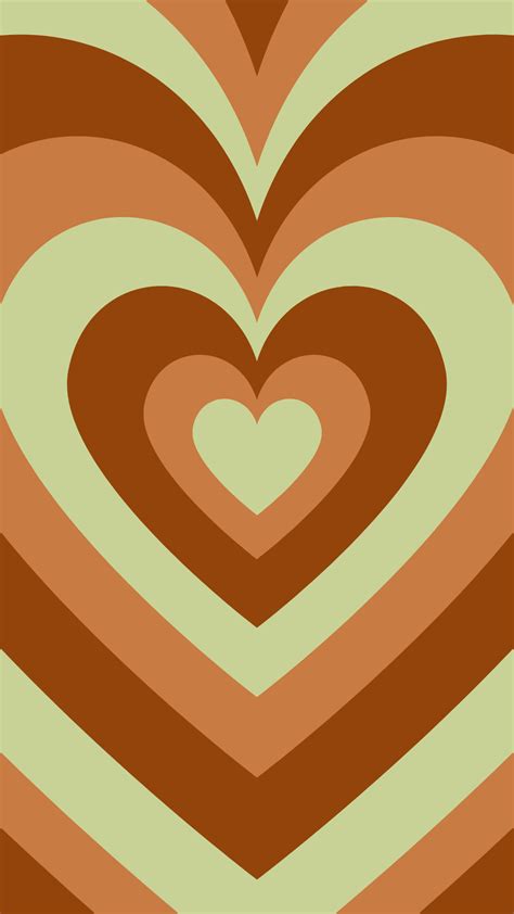 Aesthetic Heart Design Brown And Green Wallpaper 🧸💚 Iphone Wallpaper