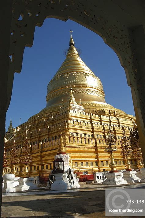Shwezigon Pagoda Bagan Pagan Myanmar Stock Photo