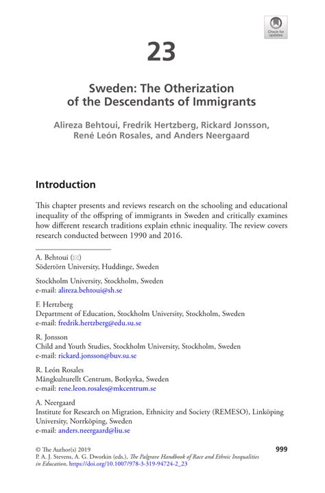 Pdf Sweden The Otherization Of The Descendants Of Immigrants