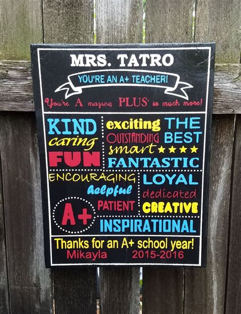 Teacher Appreciation Sign Kind Fun Caring Fantastic Loyal