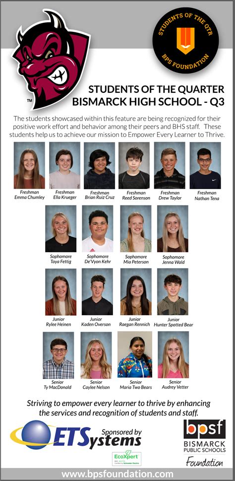 Bismarck High School Announces Students Of The Quarter Q3 Bismarck