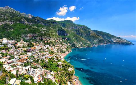 Download Wallpapers Positano Summer Sea Coast Italy Amalfi Europe