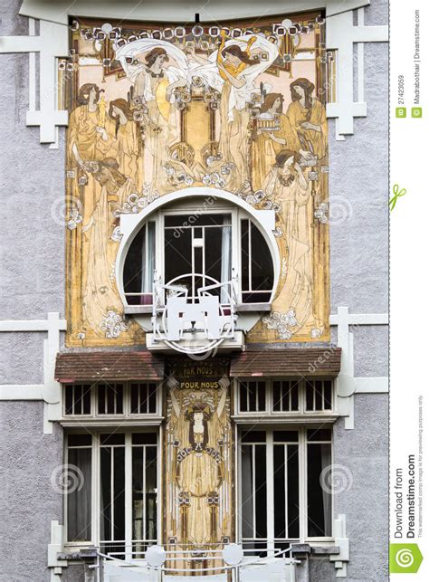 Art Nouveau House Front In Brussels Stock Image Image Of