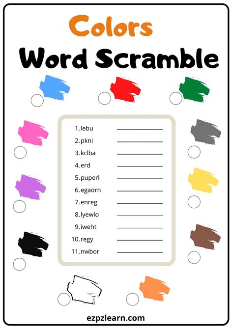 Colors Word Scramble 2