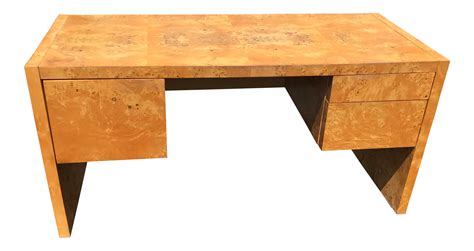 1970s Bauhaus Milo Baughman Burl Wood Tanker Desk | Chairish | Desk, Tanker desk, Burled wood
