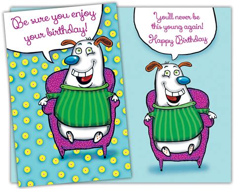 94147 Six Funny Birthday General Greeting Cards With Six Envelopes For