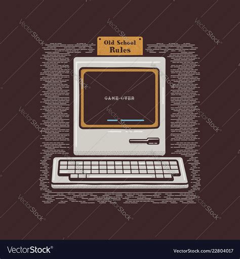 Old Personal Computer Retro Pc Icon Emblem Vector Image