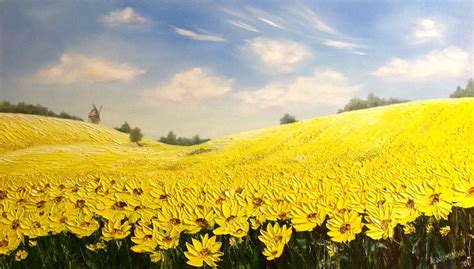 Sunflowers Field Painting Large Size Art Canvas Original Oil Painting