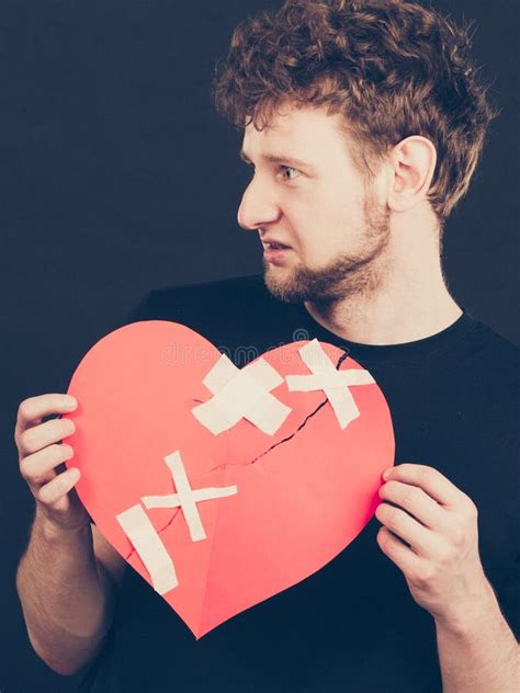 Unhappy Man With Broken Heart Stock Image Image Of Plaster Heart