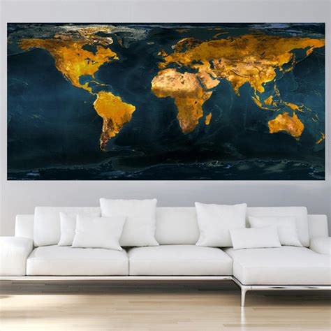 Art Globe Painting Gold World Map Print On Canvas Canvaspaintart