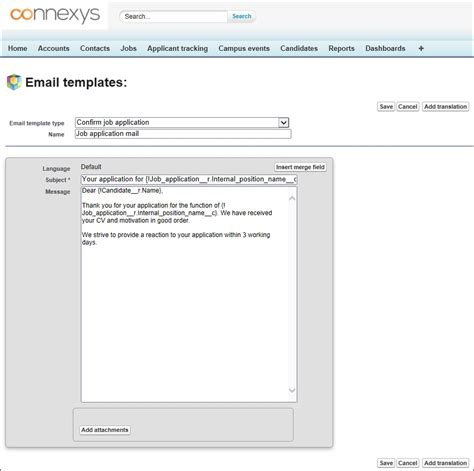 How to write a good job. Create different Email templates - Connexys Help