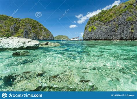 Beautiful Tropical Blue Lagoon Scenic Landscape With Sea Bay And