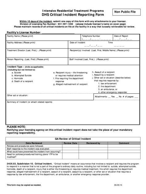 Dhs Incident Report Form Fill Out And Sign Online Dochub