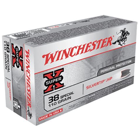Winchester 38 Special 110 Grain Silver Tip Jhp Super X Ammo 50 Rounds