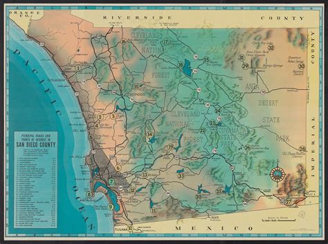 Principal Roads And Points Of Interest In San Diego Circa 1948 R