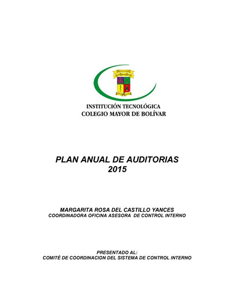 Plan De Auditoria 2015 Nota 16 Plan Anual De Auditorias 2015
