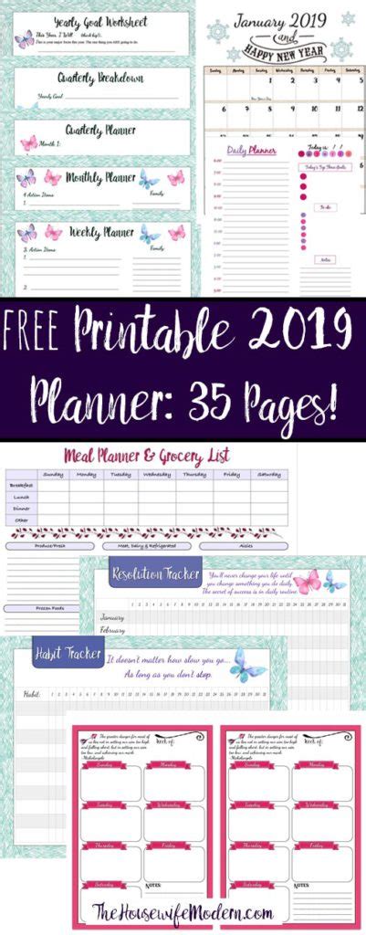 Free Printable 2019 Planner Goals Planner 2019 Calendars And More