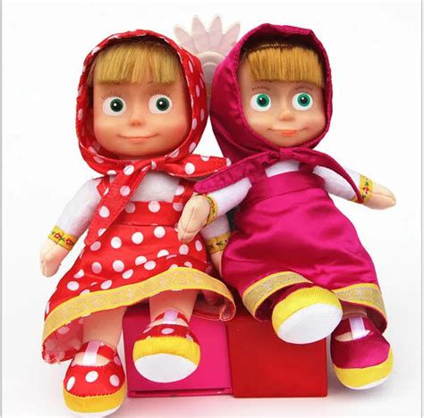 24 36cm Masha And Bear Figure Toys Russian Dancing Walking Talking Singing Doll Birthday Ts