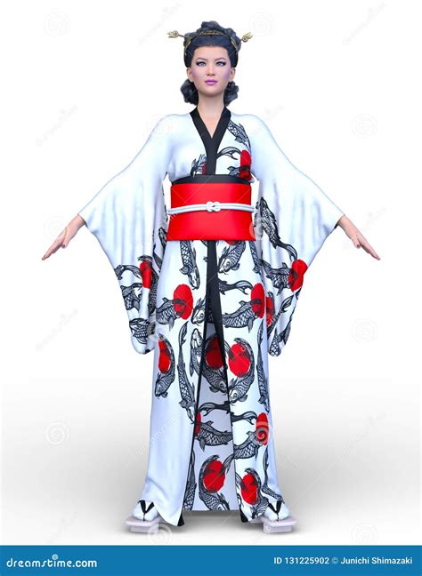 3d Cg Rendering Of Kimono Woman Stock Illustration Illustration Of