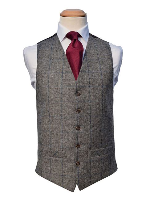 Greyroyal Tweed Check Waistcoat Hire At Tdr Menswear Birmingham