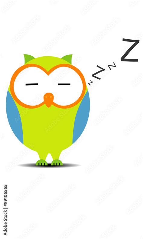 Cartoon Sleeping Owls Vector Eps 10 Colours Stock Vector Adobe Stock