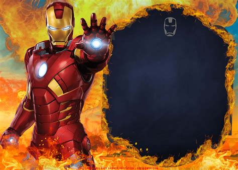 Free Printable Iron Man In Flames Birthday Invitation Templates