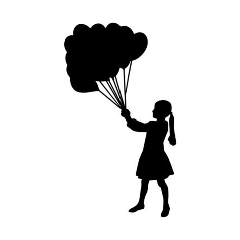 Girl Holding Balloons Silhouette Cvg Clipart Design Apex