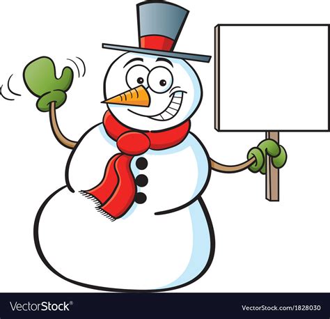 Cartoon Snowman Holding A Sign Royalty Free Vector Image