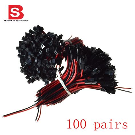 100 Pairs Lot 2 Pin Sm Female Male Connector Cable Plug With 10cm