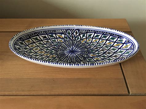 Large Serving Platter Ceramic Oval Bowl Made In Tunisia Etsy