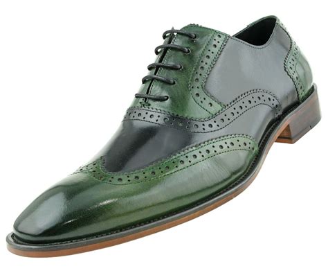 Mens Two Tone And Multi Tone Dress Shoes Genuine Calf Leather Wingtip