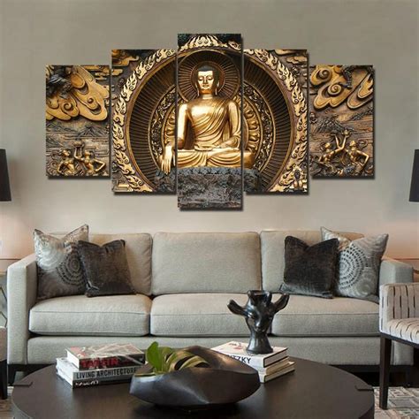 tableau bouddha doré 4 meditation room decor buddha wall decor