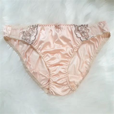 VINTAGE SILKY NYLON Panties Gold Beige Bikini Sheer Lace Brief Size Hip PicClick