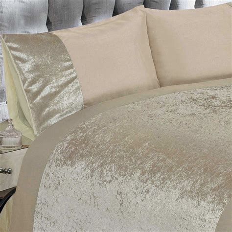 Luxury Crushed Velvet King Size Duvet Cover And Pillowcase Set Cream