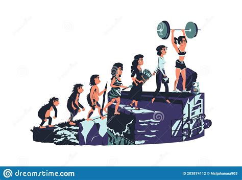 Woman Evolution Vector Cartoon Illustration 147312983