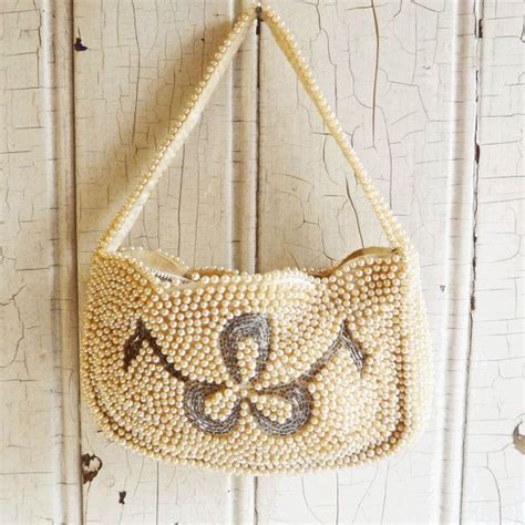 Vintage Pearl Purse With Bugle Bead Design Wedding Or Evening