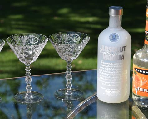 Vintage Etched Cocktail ~ Martini Glasses Set Of 4 Cambridge Portia Circa 1930 S Mixologist