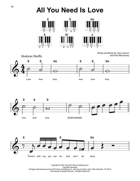 All You Need Is Love Super Easy Piano Print Sheet Music Now
