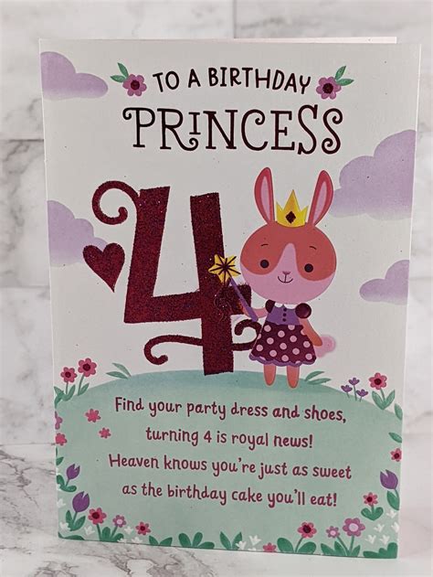 Princess Turning 4 Birthday Card