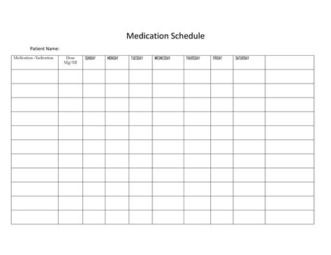 Free Printable Medication Chart