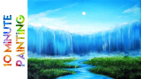 Painting A Waterfall With Acrylics In 10 Minutes Youtube