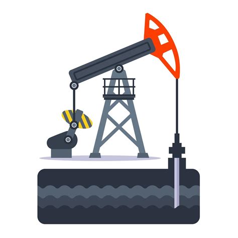 Extraction Of Oil From Over The Ground Using An Oil Rig Flat Vector