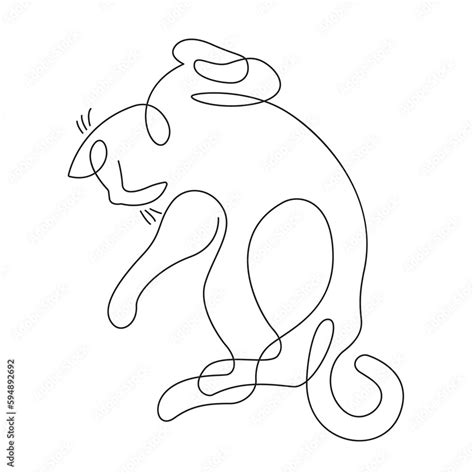 Hand Drawn Cat Line Drawing Vector Continuous Line Cat Kitten Line