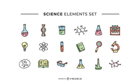 Science Elements Hand Drawn Set Vector Download
