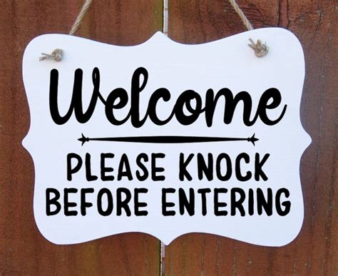 Welcome Sign Please Knock Before Entering Office Sign Front Etsy Hong Kong