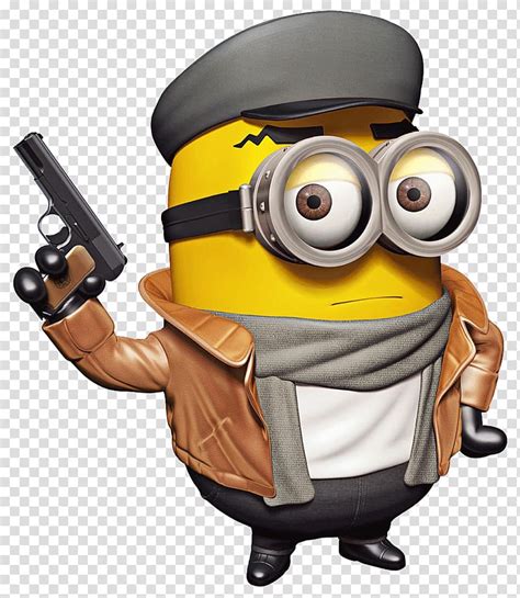 Minion Wearing Leather Jacket Scarf And Holding Pistol