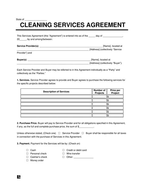 Free Cleaning Service Contract Template Legal Templates