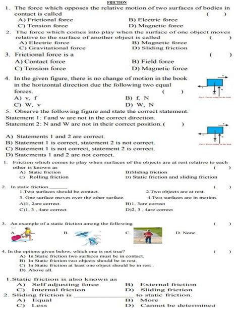 Friction Online Activity Live Worksheets